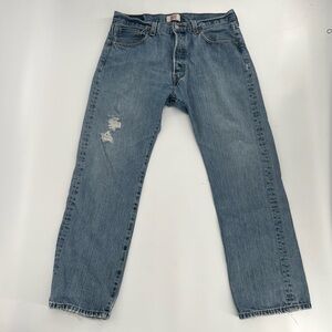 Levi’s 501 Button Fly Distressed Rough Hem Straight Leg Jeans Size 34 x 30 Men’s
